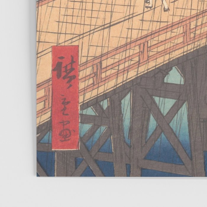 Vintage Japanese Woodblock Print Art - Sudden Shower Over Shin Ohashi Bridge And Atake By Utagawa Hiroshige, 1850's. Poster Gallery Image 3