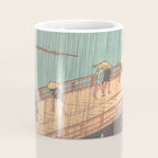 Vintage Japanese Woodblock Print Art - Sudden Shower Over Shin Ohashi Bridge And Atake By Utagawa Hiroshige, 1850's. Coffee Mug Gallery Image 4