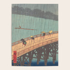 Vintage Japanese Woodblock Print Art - Sudden Shower Over Shin Ohashi Bridge And Atake By Utagawa Hiroshige, 1850's. Poster Gallery Image 4