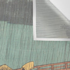 Vintage Japanese Woodblock Print Art - Sudden Shower Over Shin Ohashi Bridge And Atake By Utagawa Hiroshige, 1850's. Wall Tapestry Gallery Image 3