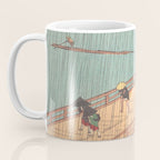 Vintage Japanese Woodblock Print Art - Sudden Shower Over Shin Ohashi Bridge And Atake By Utagawa Hiroshige, 1850's. Coffee Mug Gallery Image 3