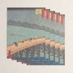 Vintage Japanese Woodblock Print Art - Sudden Shower Over Shin Ohashi Bridge And Atake By Utagawa Hiroshige, 1850's. Wrapping Paper Gallery Image 3