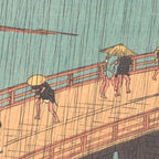 Vintage Japanese Woodblock Print Art - Sudden Shower Over Shin Ohashi Bridge And Atake By Utagawa Hiroshige, 1850's. Coffee Mug Gallery Image 2