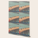 Vintage Japanese Woodblock Print Art - Sudden Shower Over Shin Ohashi Bridge And Atake By Utagawa Hiroshige, 1850's. Wallpaper Gallery Image 2