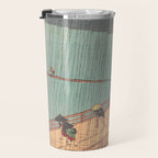 Vintage Japanese Woodblock Print Art - Sudden Shower Over Shin Ohashi Bridge And Atake By Utagawa Hiroshige, 1850's. Travel Mug Gallery Image 3