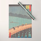 Vintage Japanese Woodblock Print Art - Sudden Shower Over Shin Ohashi Bridge And Atake By Utagawa Hiroshige, 1850's. Wrapping Paper Gallery Image 1