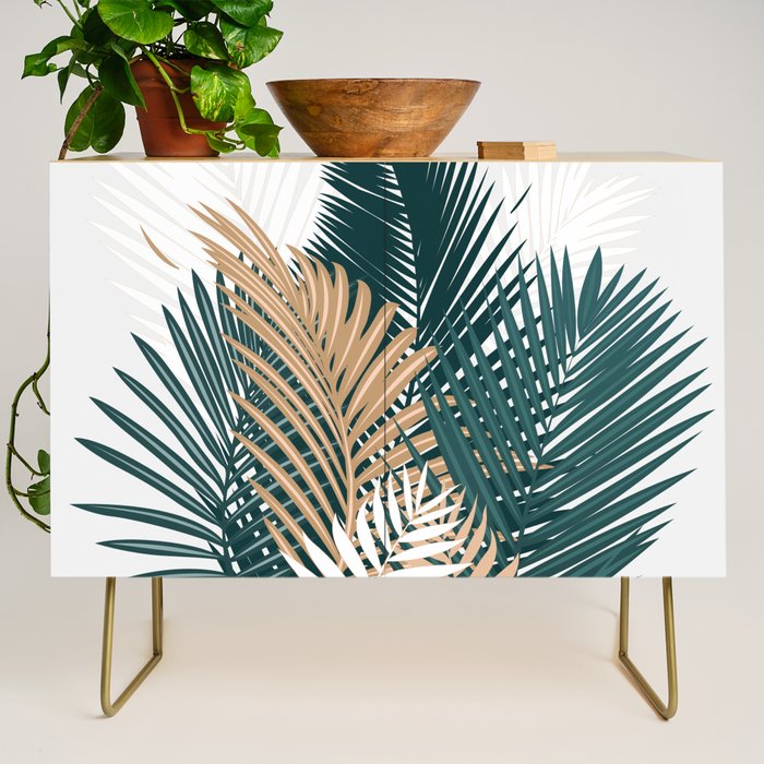 Gold and Green Palm Leaves Credenza Gallery Image 1