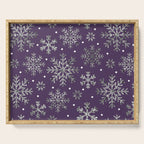 Vintage Christmas Silver snowflakes plum purple Serving Tray Gallery Image 1