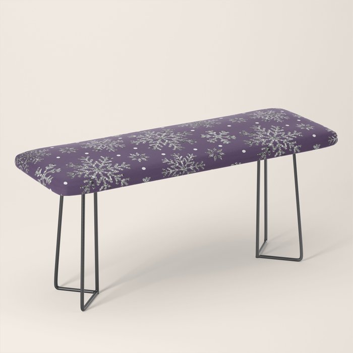Vintage Christmas Silver snowflakes plum purple Bench Gallery Image 1