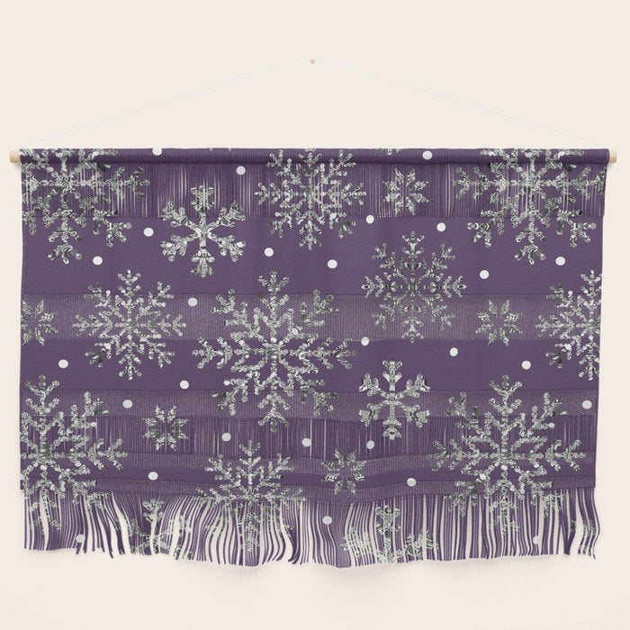 Vintage Christmas Silver snowflakes plum purple Wall Hanging Gallery Image 1