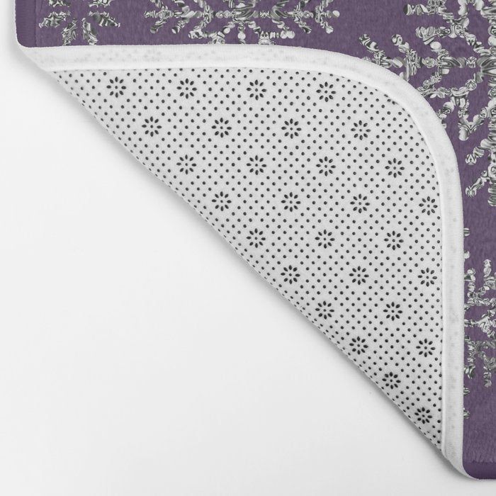 Vintage Christmas Silver snowflakes plum purple Bath Mat Gallery Image 2