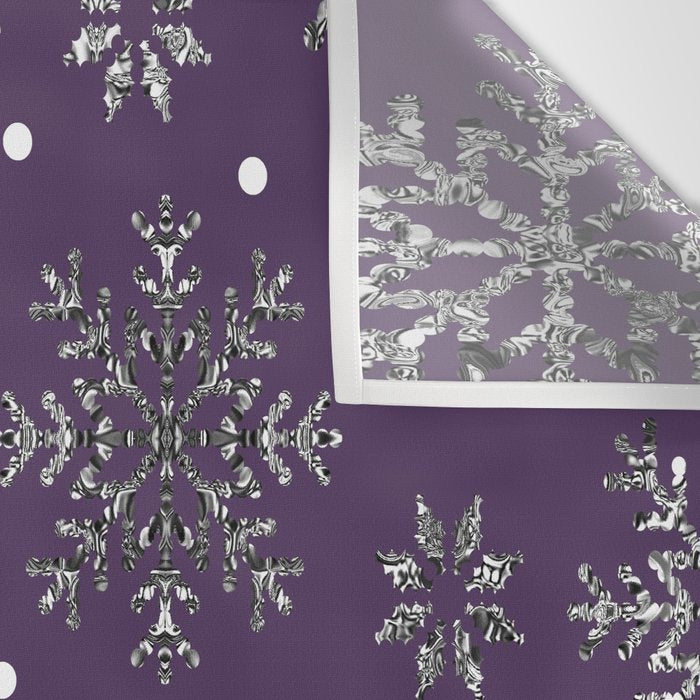 Vintage Christmas Silver snowflakes plum purple Wall Tapestry Gallery Image 3