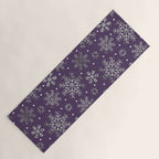 Vintage Christmas Silver snowflakes plum purple Yoga Mat Gallery Image 1