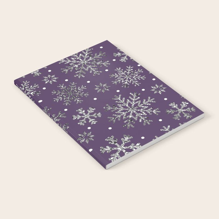 Vintage Christmas Silver snowflakes plum purple Notebook Gallery Image 2
