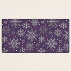 Vintage Christmas Silver snowflakes plum purple Desk Mat Gallery Image 3