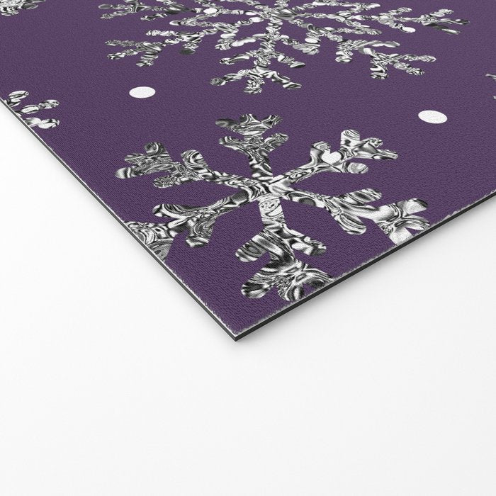 Vintage Christmas Silver snowflakes plum purple Welcome Mat Gallery Image 2