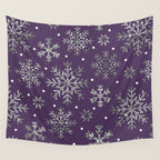 Vintage Christmas Silver snowflakes plum purple Wall Tapestry Gallery Image 4