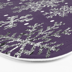 Vintage Christmas Silver snowflakes plum purple Bath Mat Gallery Image 3