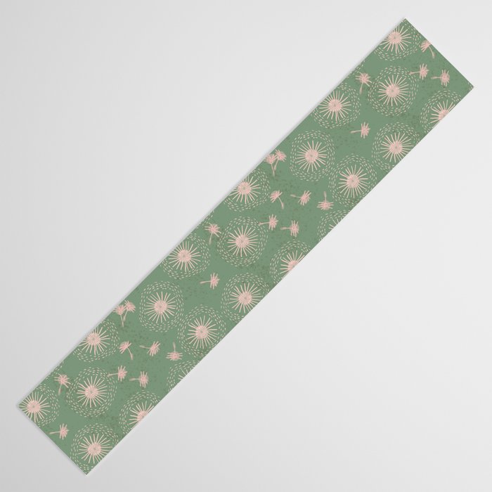 Make A Wish Dandelion Pattern in Sage Green & Peach Table Runner Gallery Image 3