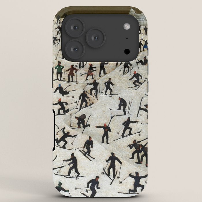 Skiers underway, humorous ski slope winter downhill landscape painting by Franz Sedlacek iPhone Case Gallery Image 7