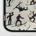 Skiers underway, humorous ski slope winter downhill landscape painting by Franz Sedlacek Laptop Sleeve Gallery Image 3