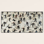 Skiers underway, humorous ski slope winter downhill landscape painting by Franz Sedlacek Desk Mat Gallery Image 3