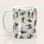 Skiers underway, humorous ski slope winter downhill landscape painting by Franz Sedlacek Coffee Mug Gallery Image 3