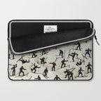 Skiers underway, humorous ski slope winter downhill landscape painting by Franz Sedlacek Laptop Sleeve Gallery Image 2