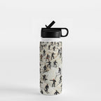 Skiers underway, humorous ski slope winter downhill landscape painting by Franz Sedlacek Water Bottle Gallery Image 1