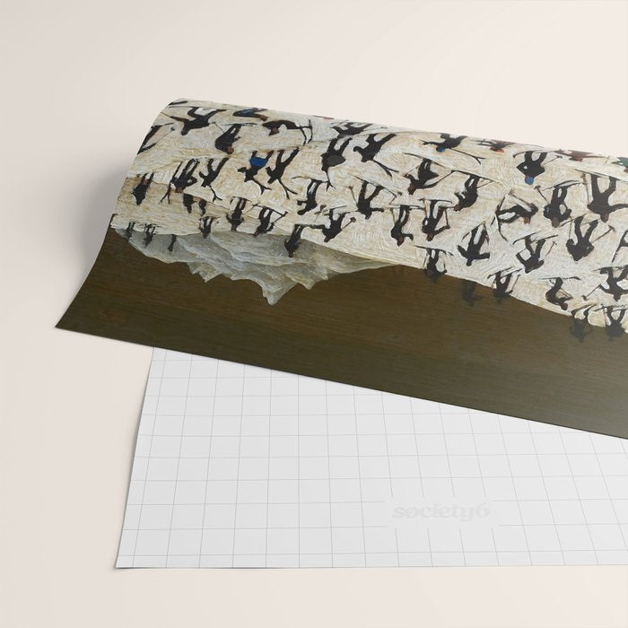 Skiers underway, humorous ski slope winter downhill landscape painting by Franz Sedlacek Wrapping Paper Gallery Image 2