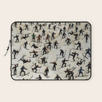 Skiers underway, humorous ski slope winter downhill landscape painting by Franz Sedlacek Laptop Sleeve Gallery Image 1