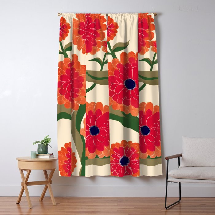 Red Zinnias Window Curtain Gallery Image 5