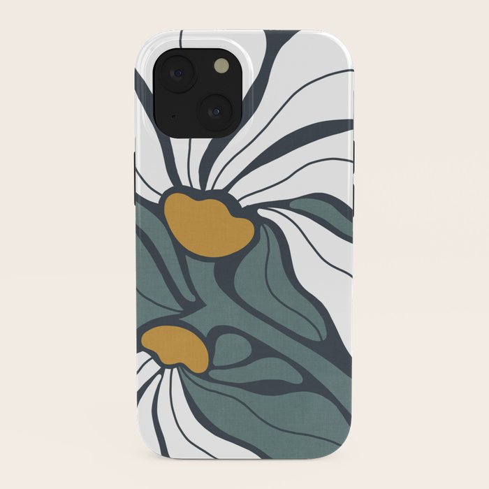 Bold Boho Art Nouveau Floral 3.2 ochre, teal blue, white iPhone Case Gallery Image 38