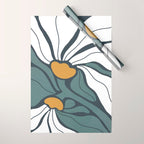 Bold Boho Art Nouveau Floral 3.2 ochre, teal blue, white Wrapping Paper Gallery Image 1