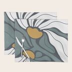 Bold Boho Art Nouveau Floral 3.2 ochre, teal blue, white Placemat Gallery Image 1