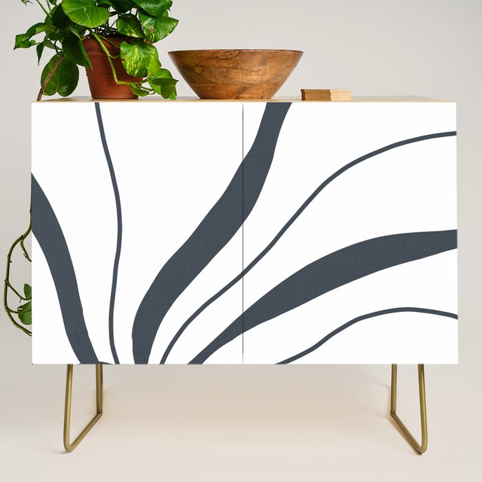 Bold Boho Art Nouveau Floral 3.2 ochre, teal blue, white Credenza Gallery Image 1