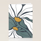Bold Boho Art Nouveau Floral 3.2 ochre, teal blue, white Stationery Card Gallery Image 2