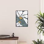 Bold Boho Art Nouveau Floral 3.2 ochre, teal blue, white Poster Gallery Image 2