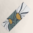 Bold Boho Art Nouveau Floral 3.2 ochre, teal blue, white Yoga Mat Gallery Image 1