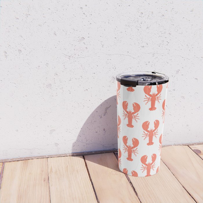 Red lobster sea food animal cartoon pattern Travel Mug Gallery Image 4