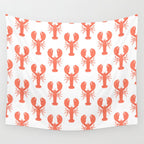 Red lobster sea food animal cartoon pattern Wall Tapestry Gallery Image 4