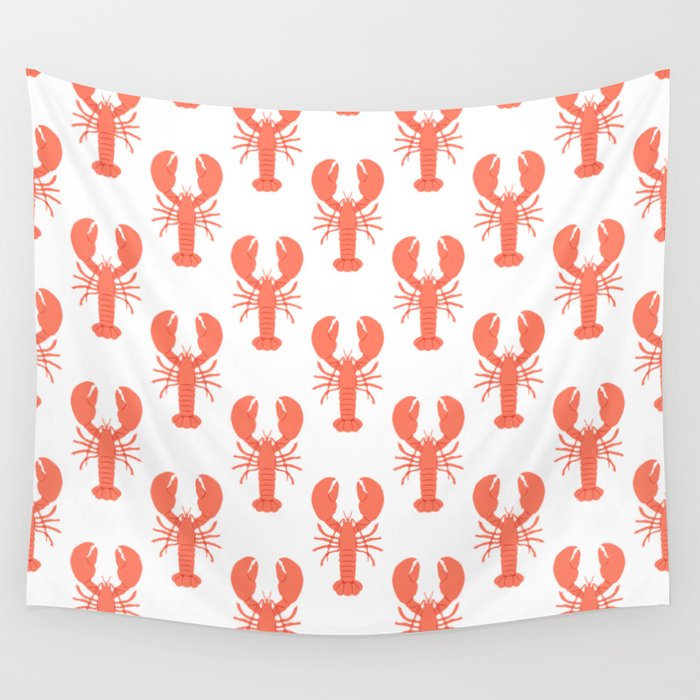 Red lobster sea food animal cartoon pattern Wall Tapestry Gallery Image 4