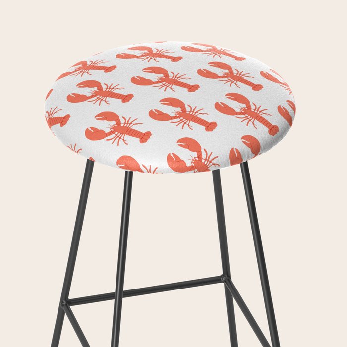Red lobster sea food animal cartoon pattern Stool Gallery Image 2