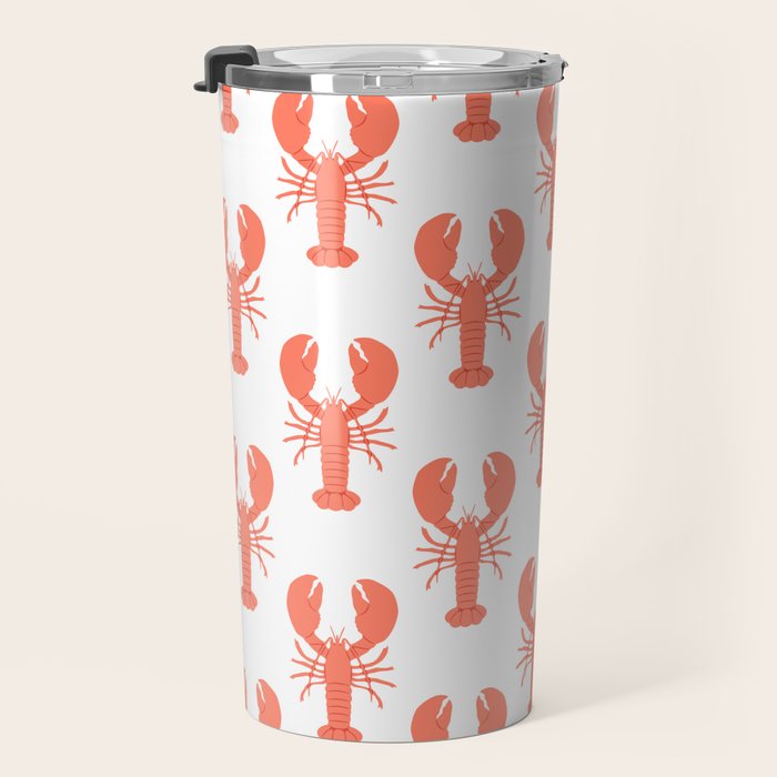 Red lobster sea food animal cartoon pattern Travel Mug Gallery Image 3
