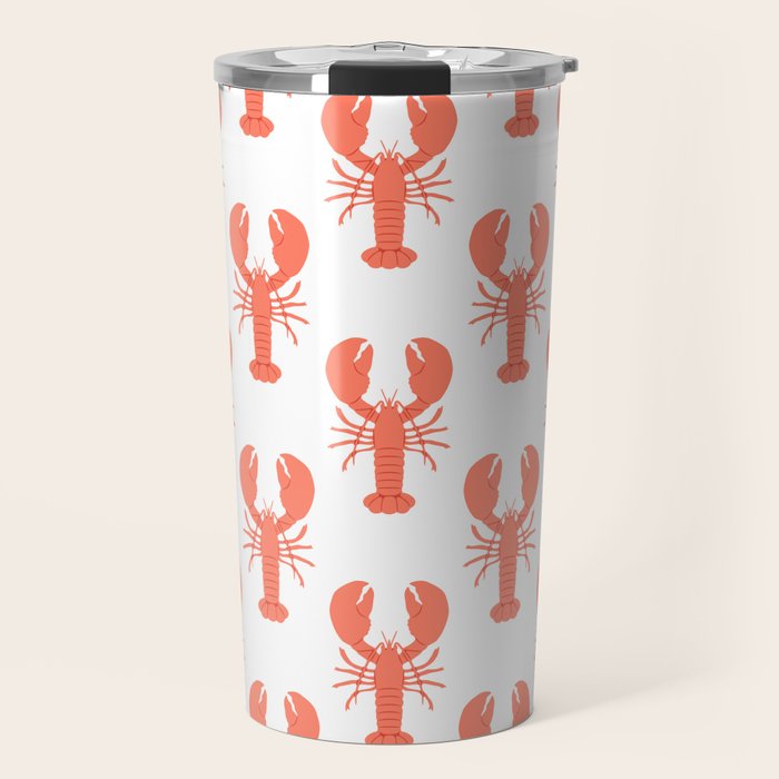 Red lobster sea food animal cartoon pattern Travel Mug Gallery Image 1