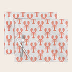 Red lobster sea food animal cartoon pattern Placemat Gallery Image 1