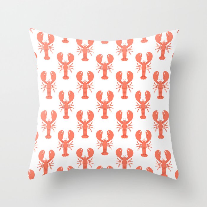 Red lobster sea food animal cartoon pattern Throw Pillow Gallery Image 6
