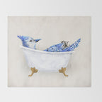 Blue Jay Bird Bath Clawfoot Tub Throw Blanket Gallery Image 2