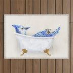Blue Jay Bird Bath Clawfoot Tub Outdoor Rug Gallery Image 1