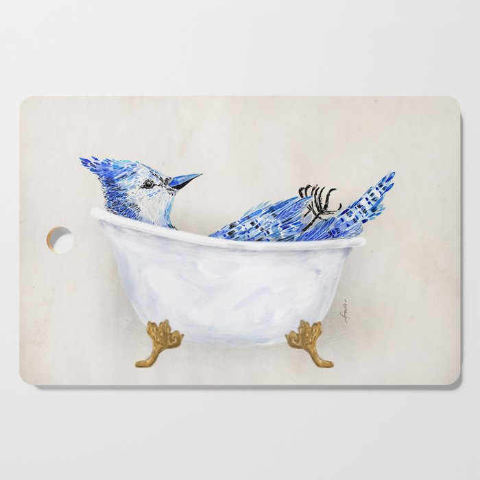 Blue Jay Bird Bath Clawfoot Tub Cutting Board Gallery Image 1